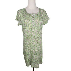 PinkK Vintage Y2K Kmart Floral Nightgown Sz Large Dainty Lace Trim Green Purple